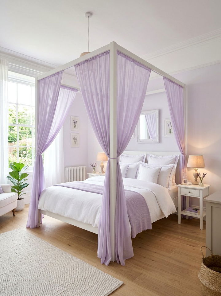 Lavender White Canopy Bed Bedroom - 30 lavender and white bedroom ideas