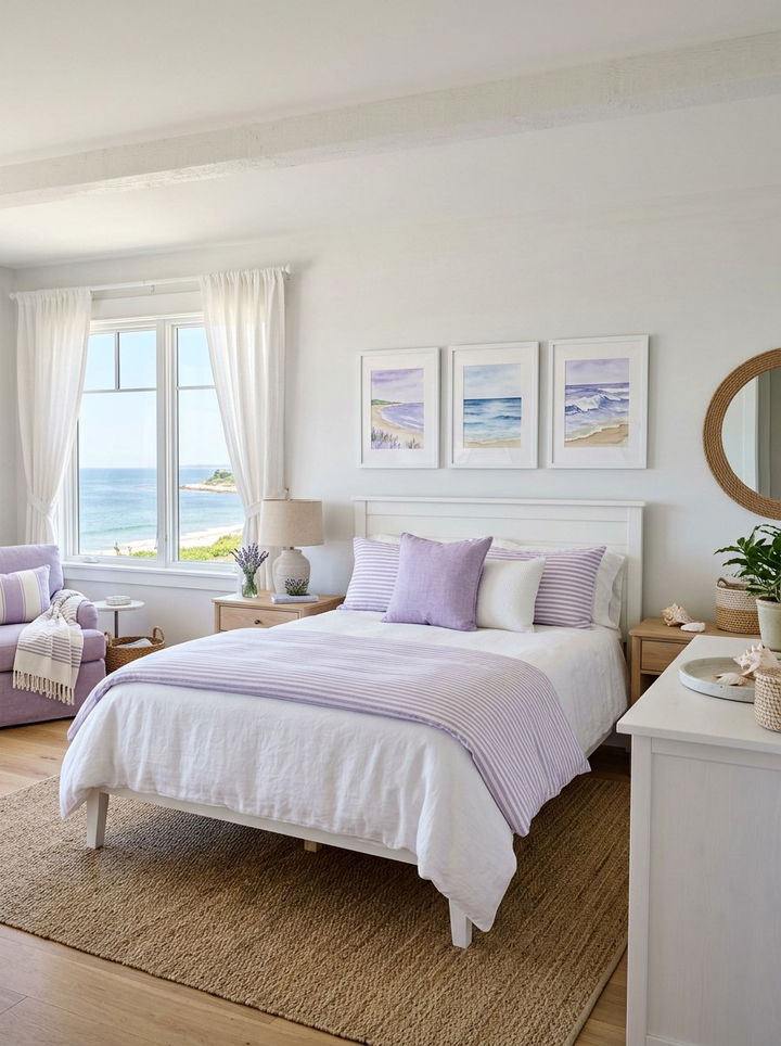 Lavender White Coastal Bedroom - 30 lavender and white bedroom ideas