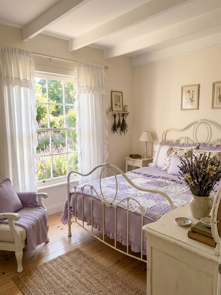 Lavender White Cottagecore Bedroom - 30 lavender and white bedroom ideas