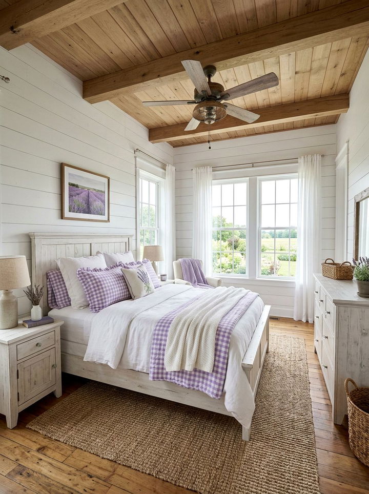 Lavender White Farmhouse Bedroom - 30 lavender and white bedroom ideas