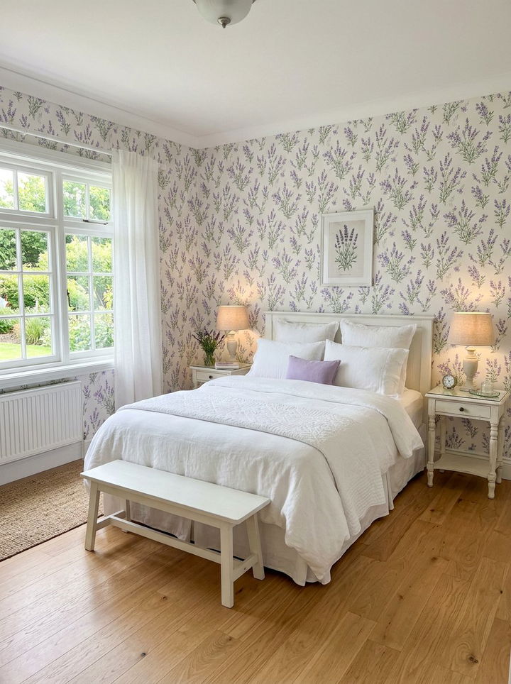 Lavender White Floral Wallpaper Bedroom - 30 lavender and white bedroom ideas