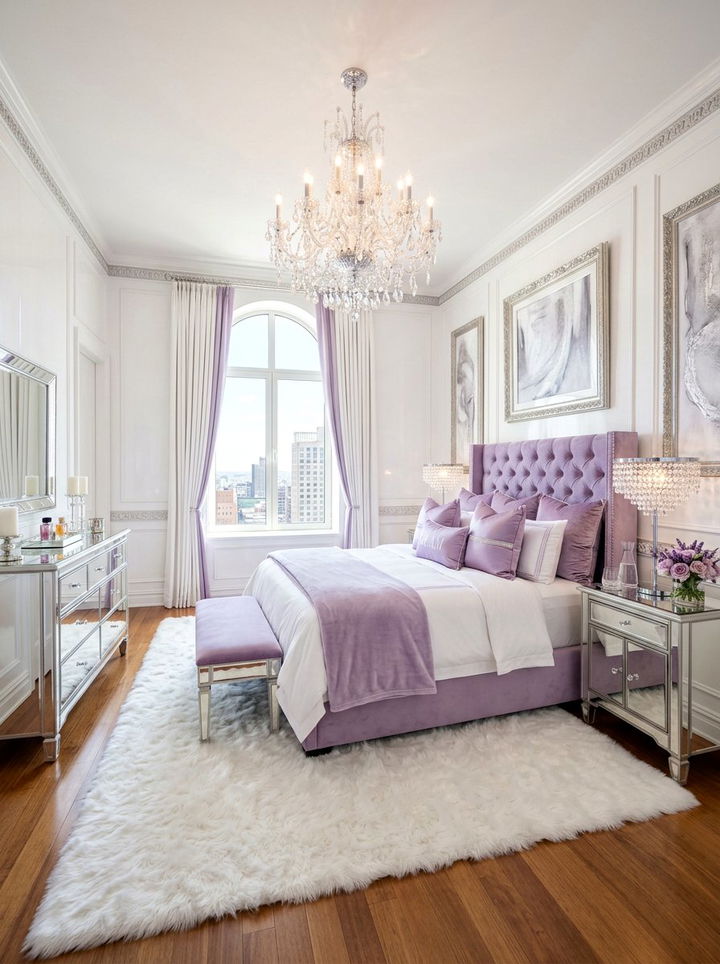 Lavender White Glam Bedroom - 30 lavender and white bedroom ideas