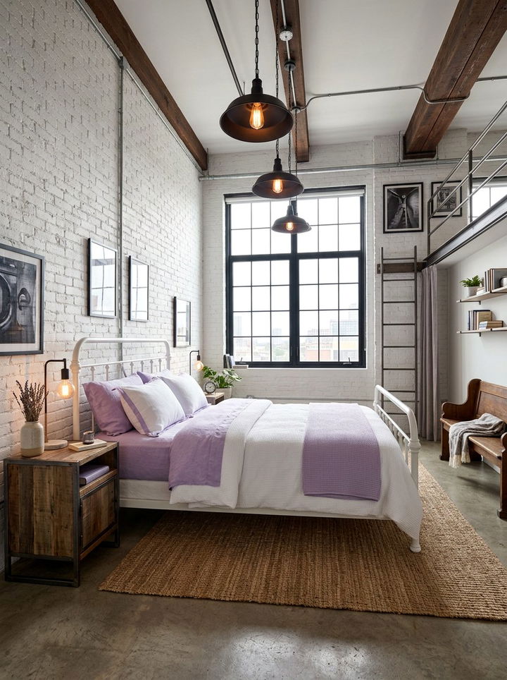 Lavender White Industrial Bedroom - 30 lavender and white bedroom ideas