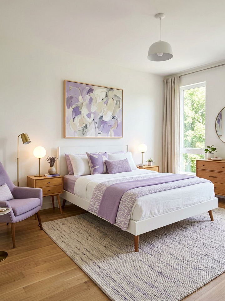 Lavender White Mid Century Bedroom - 30 lavender and white bedroom ideas