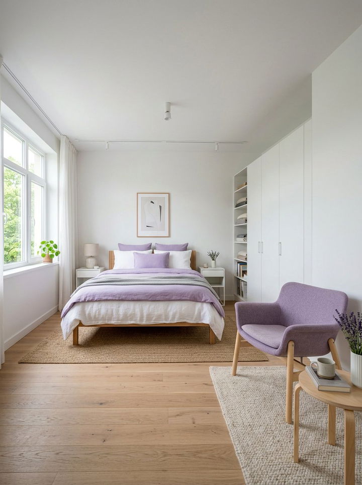 Lavender White Scandinavian Bedroom - 30 lavender and white bedroom ideas