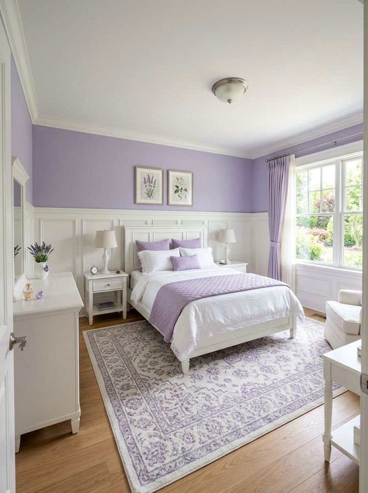 Lavender White Wainscoting Bedroom - 30 lavender and white bedroom ideas