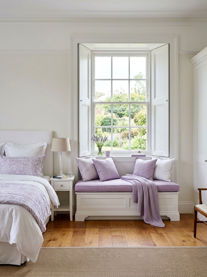 Lavender White Window Seat Bedroom - 30 lavender and white bedroom ideas