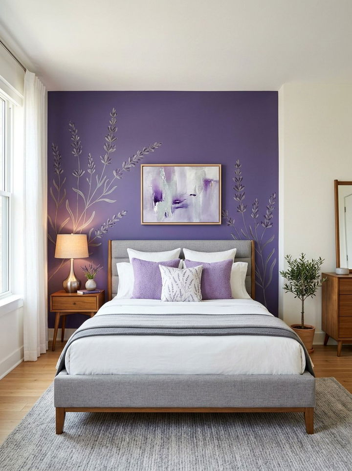 Lavender accent wall - 30 lavender bedroom ideas