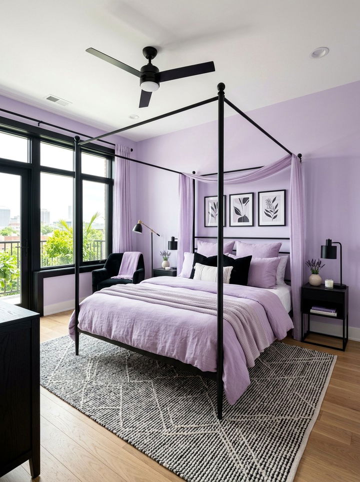 Lavender and Black Bedroom - 30 lavender bedroom color schemes