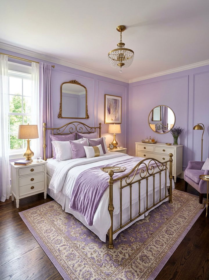 Lavender and Brass Bedroom - 30 lavender bedroom color schemes