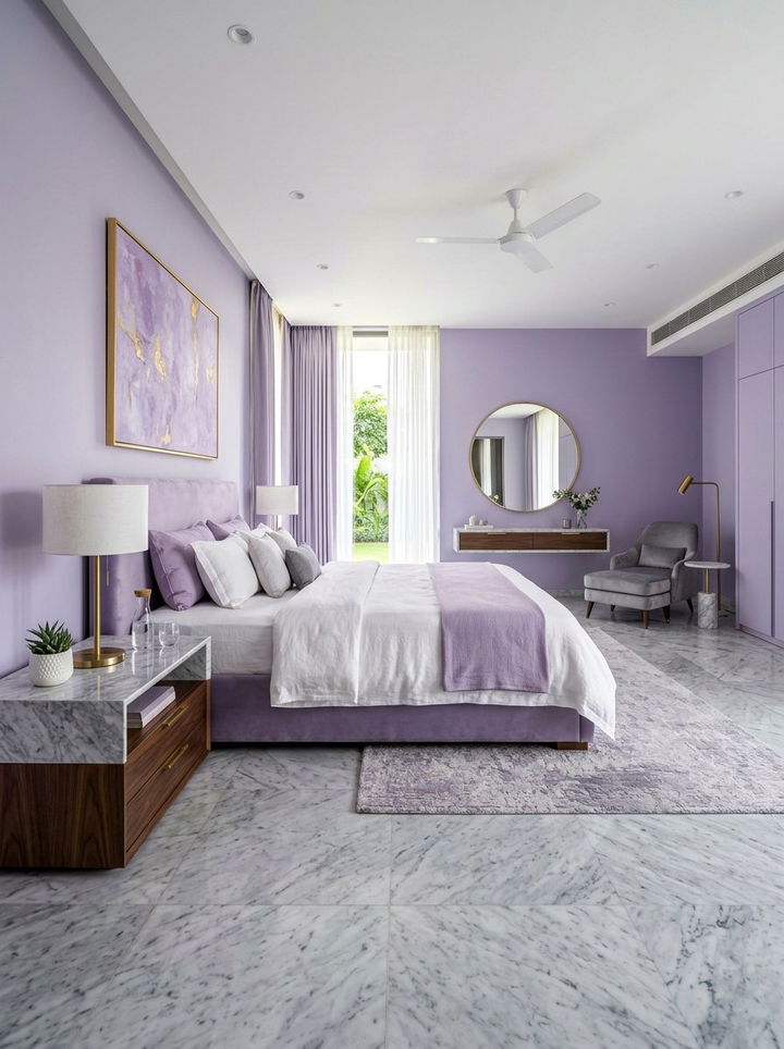 Lavender and Marble Bedroom - 30 lavender bedroom color schemes