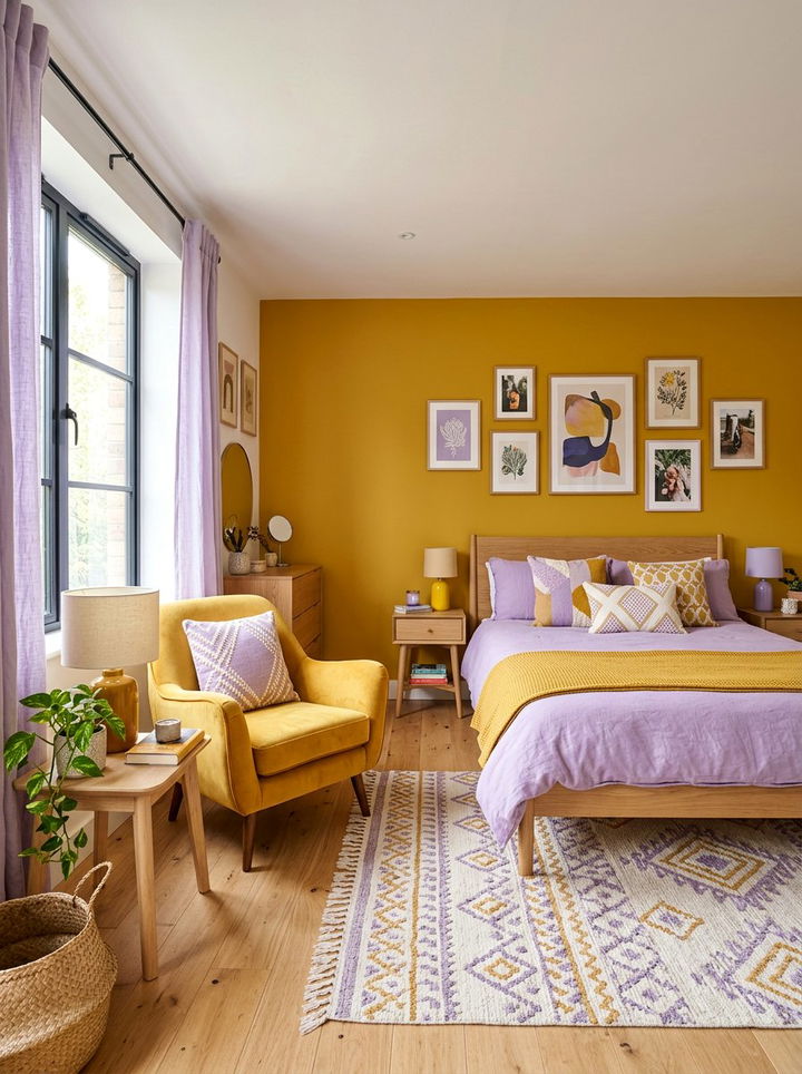 Lavender and Mustard Yellow Bedroom - 30 lavender bedroom color schemes