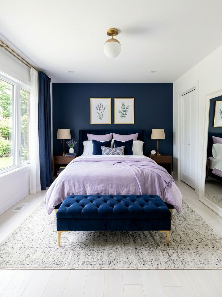 Lavender and Navy Blue Bedroom - 30 lavender bedroom color schemes