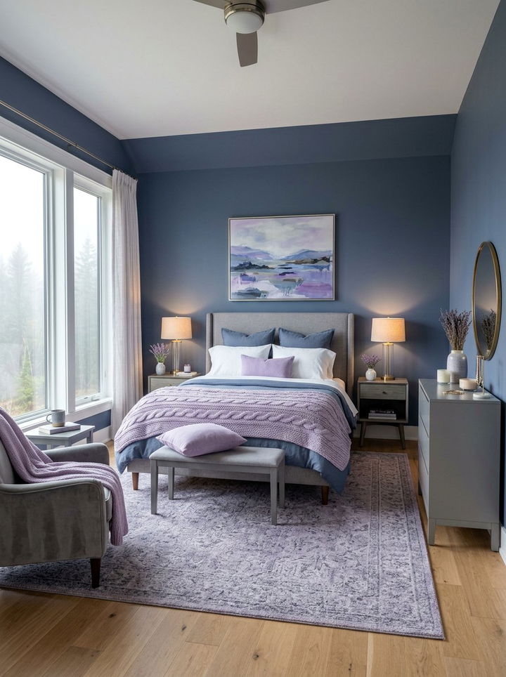 Lavender and Slate Blue Bedroom - 30 lavender bedroom color schemes