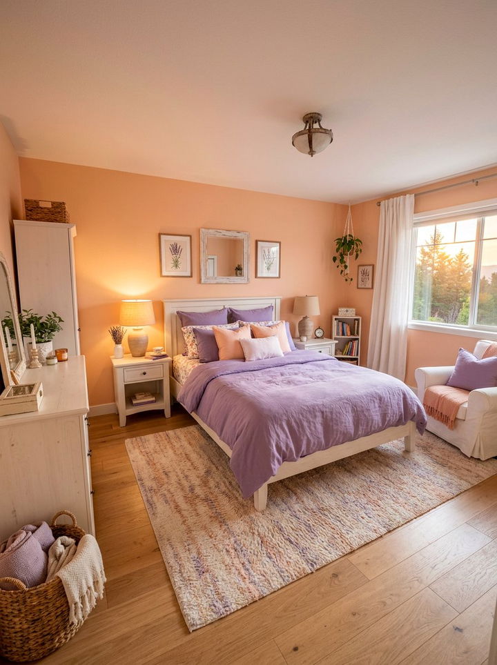 Lavender and Soft Peach Bedroom - 30 lavender bedroom color schemes