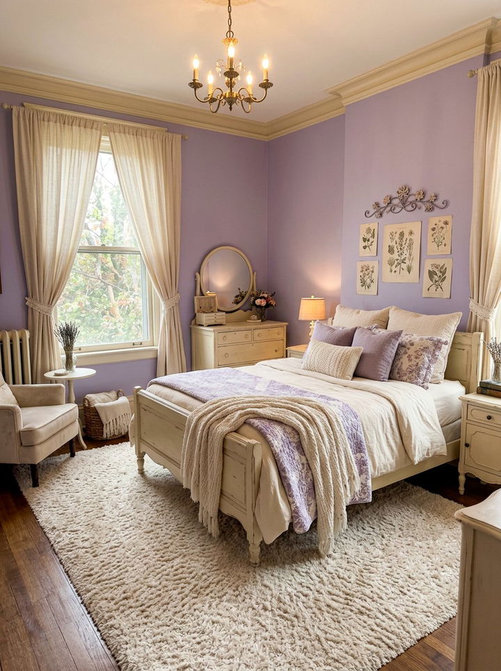 Lavender and cream bedroom palette - 30 pastel lavender bedroom ideas