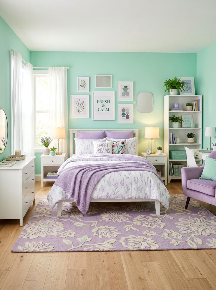 Lavender and mint green bedroom - 30 pastel lavender bedroom ideas