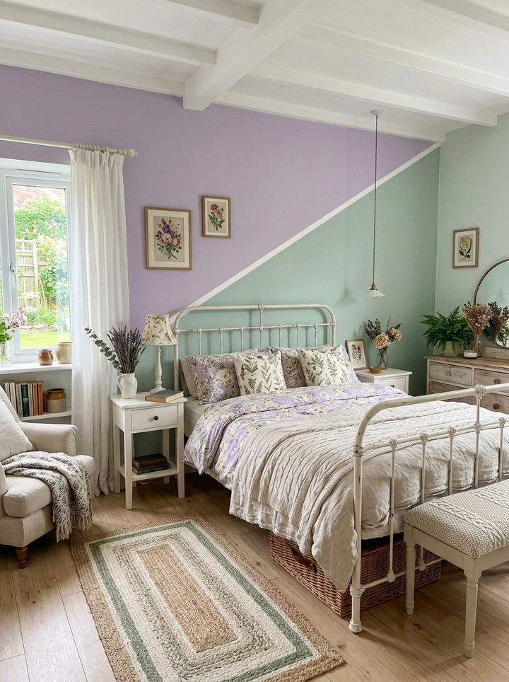 Lavender and mint green bedroom - 30 bedroom color blocking ideas