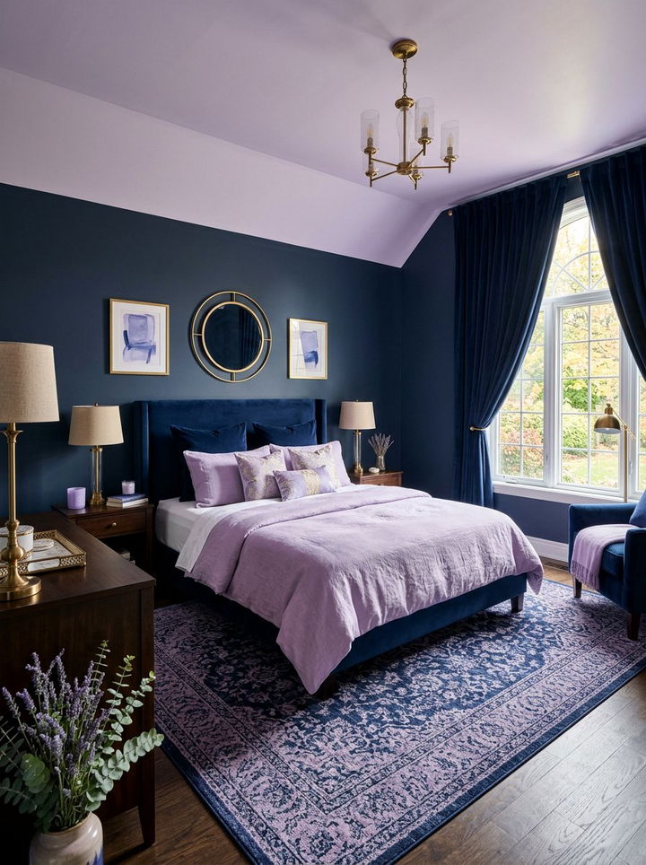 Lavender and navy blue bedroom - 30 pastel lavender bedroom ideas
