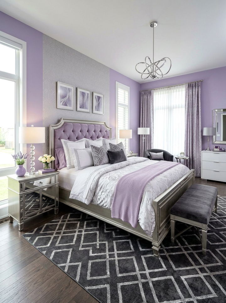 Lavender and silver bedroom - 30 princess bedroom ideas