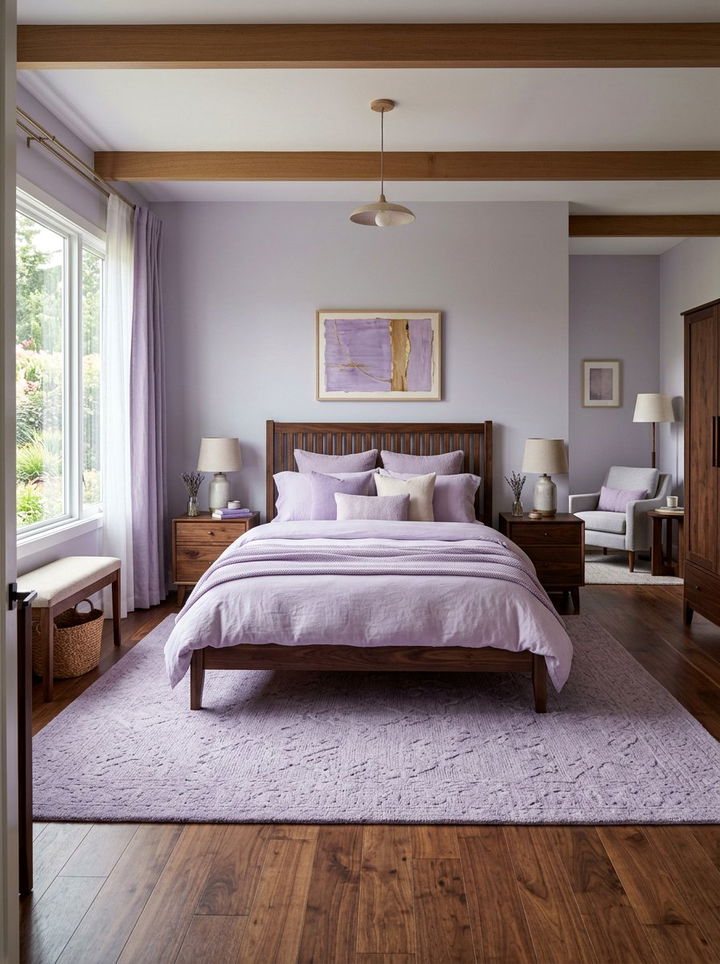 Lavender and wood grain bedroom - 30 pastel lavender bedroom ideas