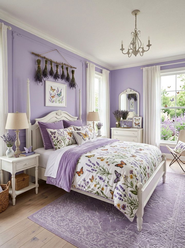 Lavender butterfly garden bedroom - 30 butterfly bedroom ideas