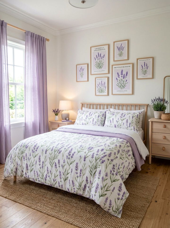 Lavender floral prints - 30 lavender bedroom ideas