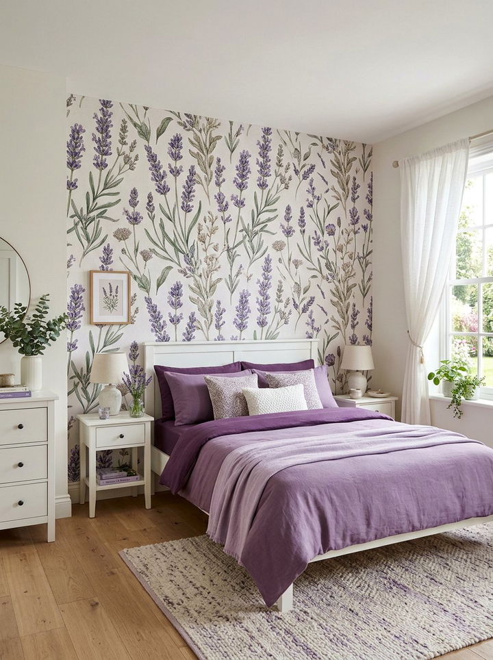 Lavender floral wallpaper bedroom - 30 pastel lavender bedroom ideas
