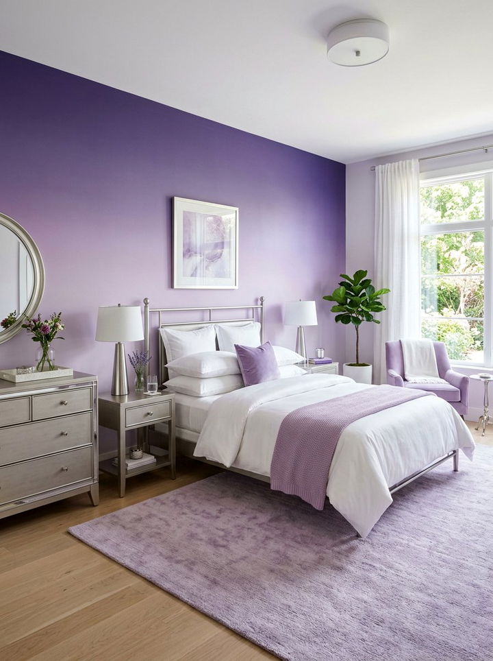 Lavender ombre wall bedroom - 30 bedroom ombre wall ideas