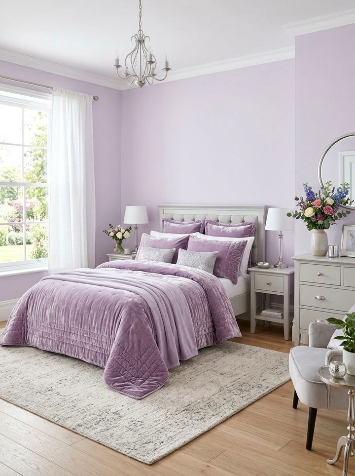 Lavender velvet bedding - 30 bedroom velvet bedding ideas