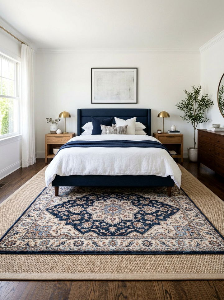 Layered Area Rugs - 30 layered texture bedroom ideas