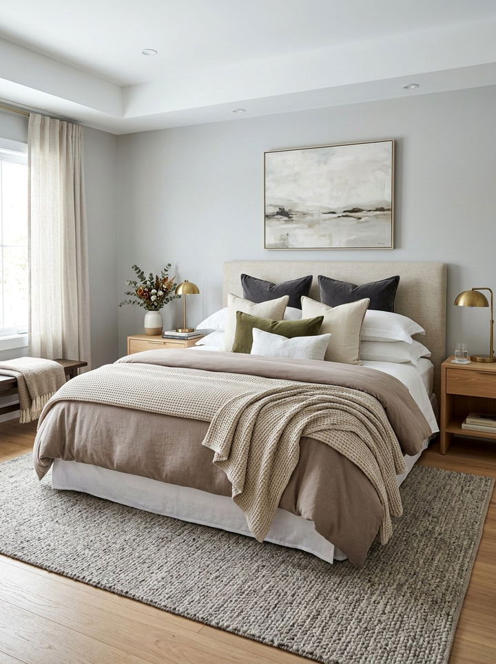 Layered Bedding - 30 bedroom staging ideas