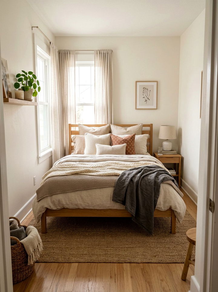 Layered Bedding Texture - 30 narrow bedroom ideas