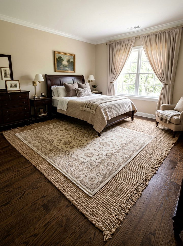 Layered Beige Rugs Bedroom - 30 traditional beige bedroom ideas
