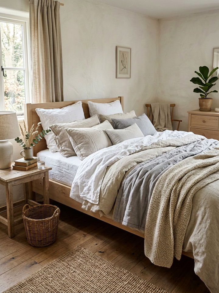 Layered Linen Bedroom - 30 cool neutral bedroom ideas
