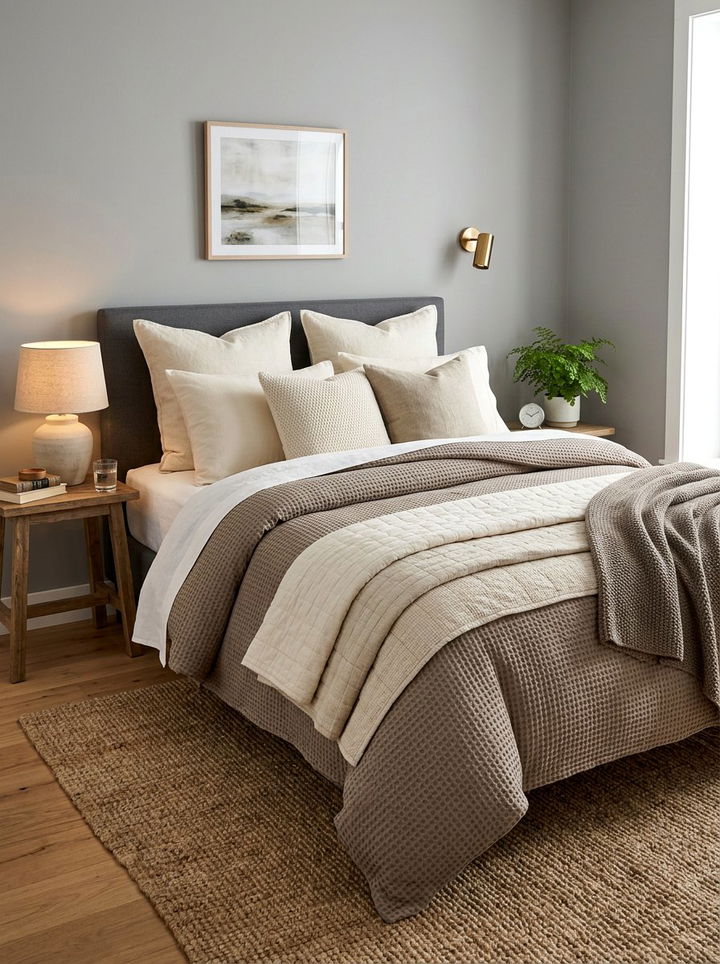 Layered Neutral Bedding Look - 30 warm neutral bedroom ideas