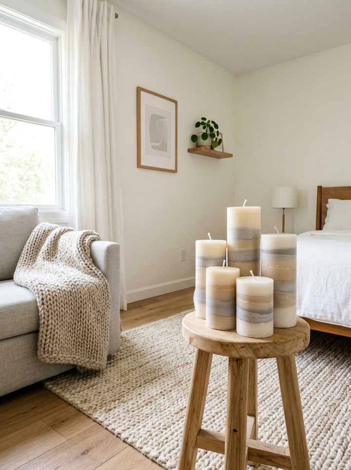 Layered Pillar Candles - 30 bedroom candle ideas