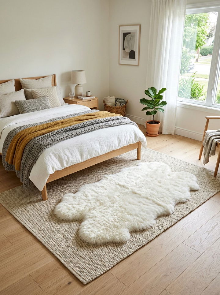 Layered Sheepskin Bedroom Rugs - 30 bedroom rugs