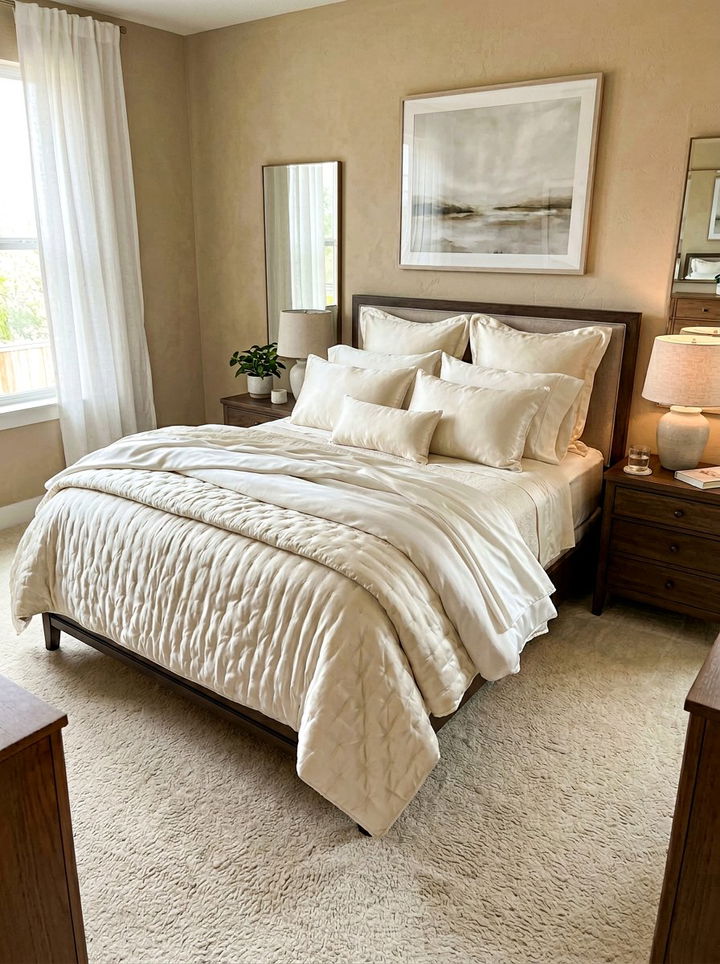 Layered Silk Bedding - 30 silk bedroom ideas