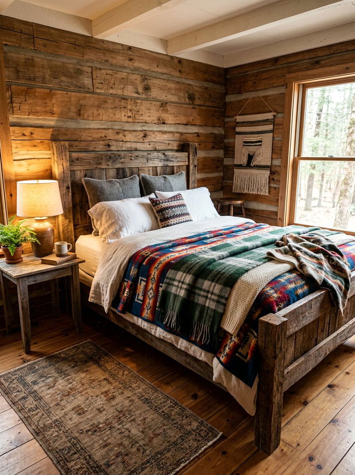 Layered Wool Blankets - 30 rustic bedroom ideas