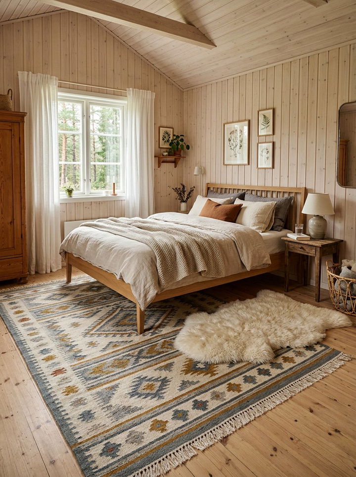 Layered Wool Rug - 30 Swedish bedroom ideas