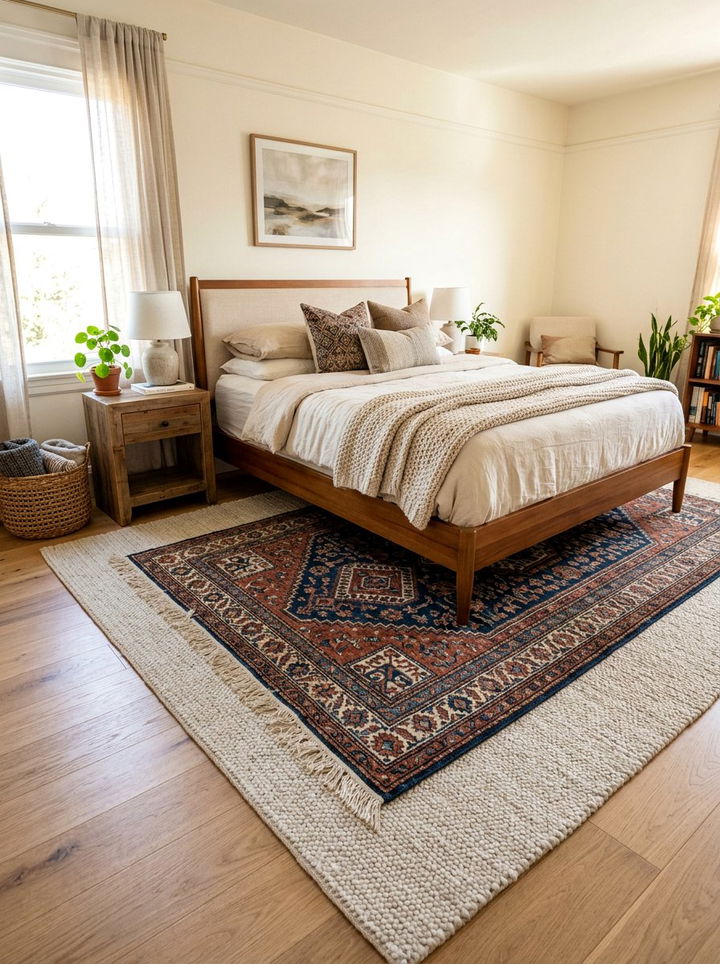 Layered Wool Rug - 30 bedroom wool rugs