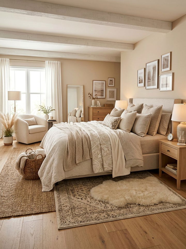 Layered beige bedroom - 30 beige bedroom design ideas