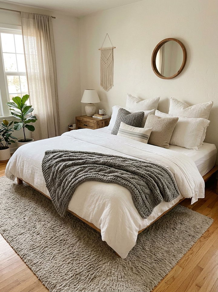 Layered cozy bedding - 30 calming bedroom ideas