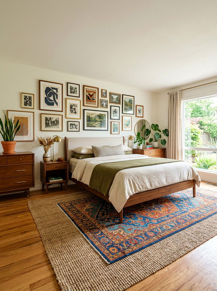 Layered jute rug in bedroom - 30 jute bedroom ideas