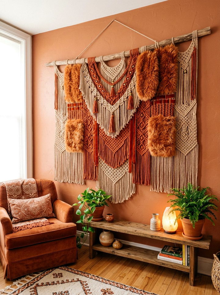 Layered macrame wall hanging - 30 bedroom macrame wall hangings