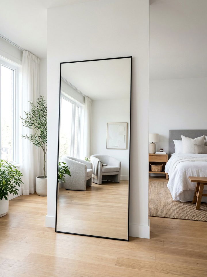 Leaner floor mirror - 30 cheap bedroom furniture ideas