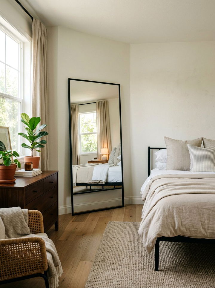 Leaning Floor Mirror - 30 weekend bedroom ideas