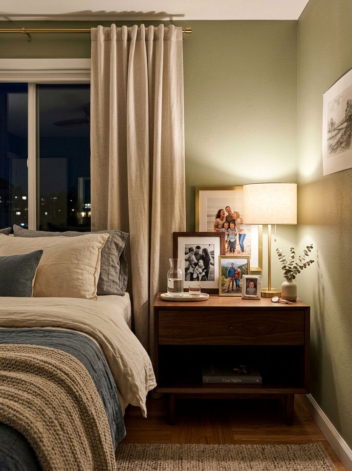 Leaning Frames On Nightstand Bedroom - 30 bedroom family photo ideas