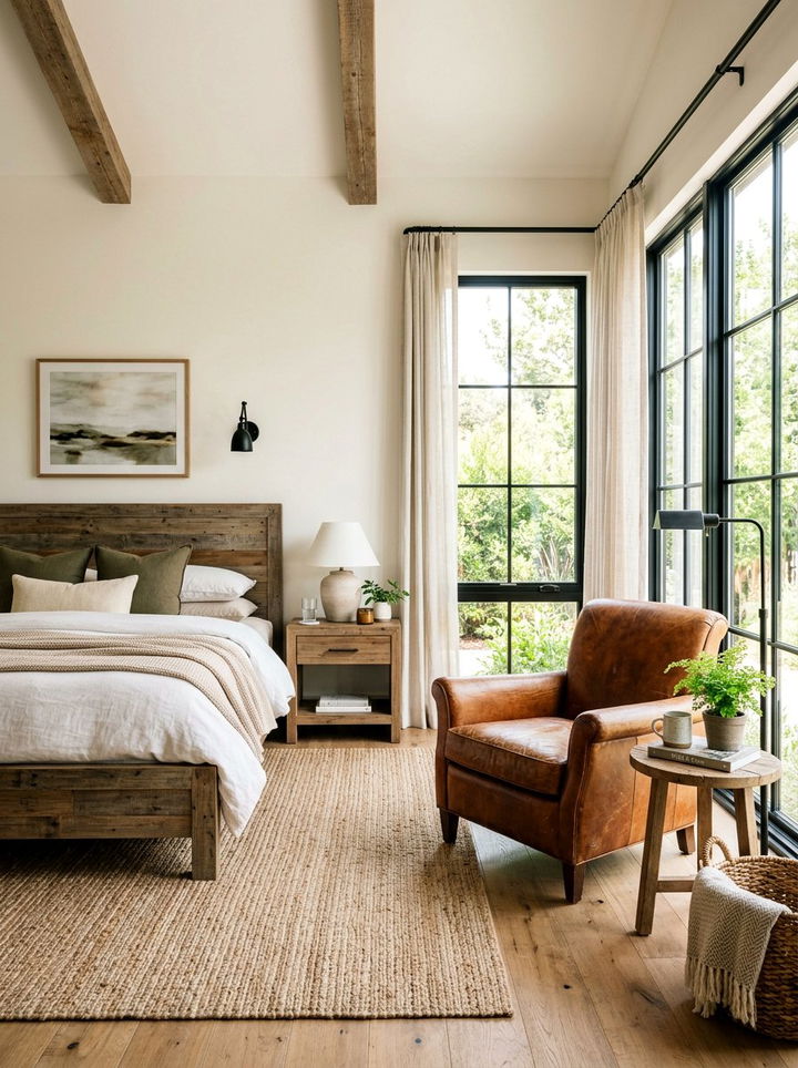 Leather Accent Chair - 30 rustic bedroom ideas